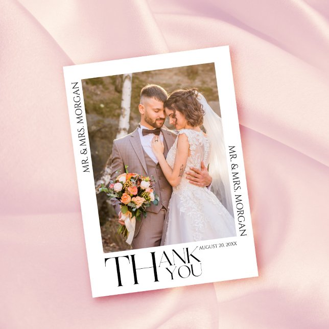 Tarjeta De Agradecimiento Tipografía moderna Texto y foto | BODA (Subido por el creador)
