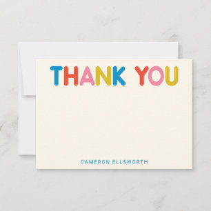 Tarjeta De Agradecimiento Tipografía Moderna y Colorida Personalizada Nombre