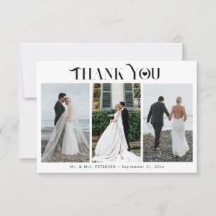 Tarjeta De Agradecimiento Tipografía moderna y elegante 3 boda de collage fo