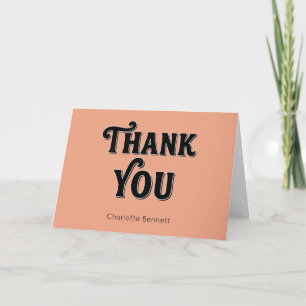 Tarjeta De Agradecimiento Tipografía naranja negra retro personalizada