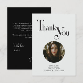 Tarjeta De Agradecimiento Tipografía negra elegante moderna y en negrita Gra