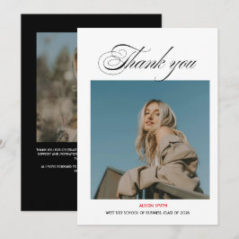 Tarjeta De Agradecimiento Tipografía negra negrita minimalista moderna gradu