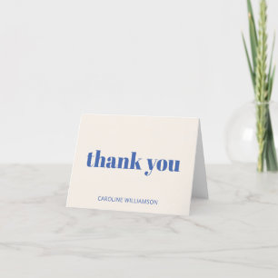 Tarjeta De Agradecimiento Tipografía Negrita Marfil Azul Moderno Cumpleaños 