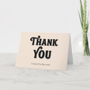 Tarjeta De Agradecimiento Tipografía personalizada beige negro retro