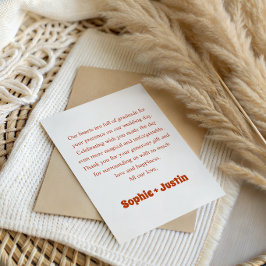 Tarjeta De Agradecimiento Tipografía Retro Bodas