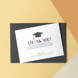 Tarjeta De Agradecimiento Tipografía Retro Gracias Gris Dorado