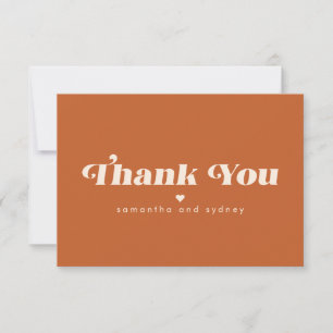 Tarjeta De Agradecimiento Tipografía Retro Naranja Quemada Minimalista Perso