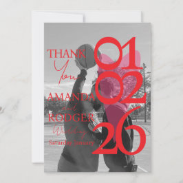 Tarjeta De Agradecimiento Tipografía Rosa Roja Moderna Foto