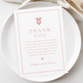 Tarjeta De Agradecimiento Tipografía simple Baby Shower rosa