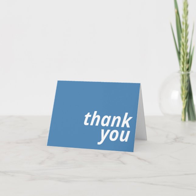 Tarjeta De Agradecimiento Tipografía simple mínima moderna | Azul (Anverso)