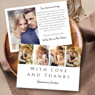 Tarjeta De Agradecimiento Tira de Fotos con Estilo Moderno Guión Simple Boda