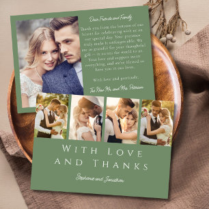 Tarjeta De Agradecimiento Tira de Fotos con Estilo Moderno Simple Sage Boda