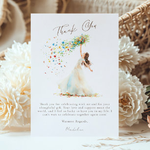 Tarjeta De Agradecimiento Tirada de flores de novia en acuarela para despedi