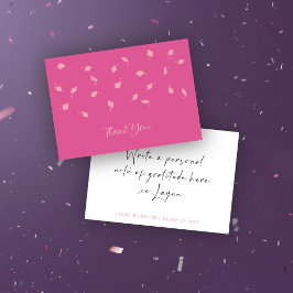 Tarjeta De Agradecimiento Tirada de Gorra Rubor y Graduación Rosa
