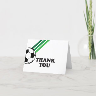 Tarjeta De Agradecimiento Tiras Verdes de Fútbol Vamos a Patearlo Cumpleaños