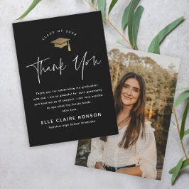 Tarjeta De Agradecimiento Título de graduación de foto en blanco y negro con