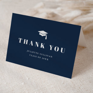 Tarjeta De Agradecimiento Título Mínimo y Tocado de Graduación