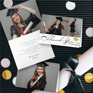 Tarjeta De Agradecimiento Tocado de Graduación de Letra Script Chic con Esti
