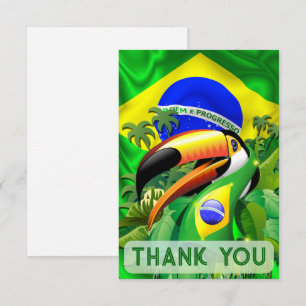 Tarjeta De Agradecimiento Toco Toucan con la bandera de Brasil