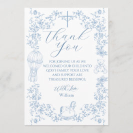 Tarjeta De Agradecimiento Todo azul Toile Niño Bautizo Digital Elegante