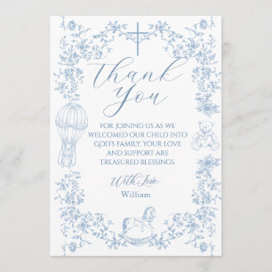 Tarjeta De Agradecimiento Todo azul Toile Niño Bautizo Digital Elegante