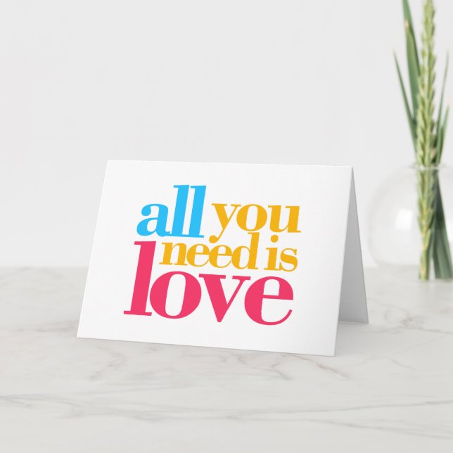 Tarjeta De Agradecimiento Todo lo que necesitas es amor (Anverso)