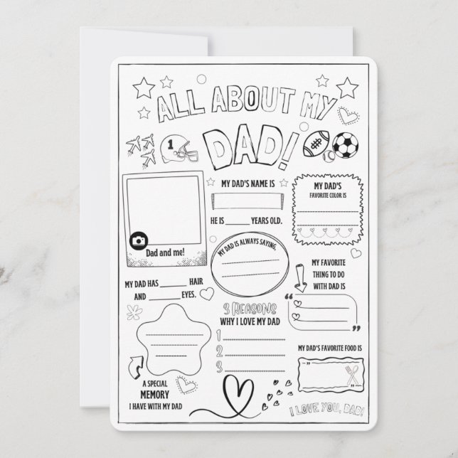 Tarjeta De Agradecimiento Todo sobre mi papá, niños regalos para padres (Anverso)