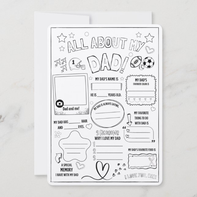Tarjeta De Agradecimiento Todo sobre mi papá, niños regalos para padres grac (Anverso)