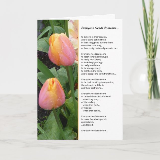 Tarjeta De Agradecimiento Todos necesitan a alguien... religioso (Anverso)