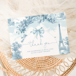 Tarjeta De Agradecimiento Toile de Jouy Bonjour francés bebe ducha bebé