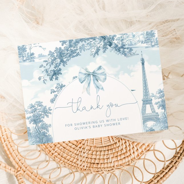 Tarjeta De Agradecimiento Toile de Jouy Bonjour francés bebe ducha bebé (Subido por el creador)