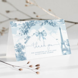 Tarjeta De Agradecimiento Toile de Jouy Bonjour francés bebe ducha bebé