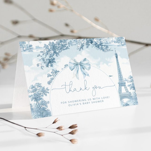Tarjeta De Agradecimiento Toile de Jouy Bonjour francés bebe ducha bebé (Subido por el creador)