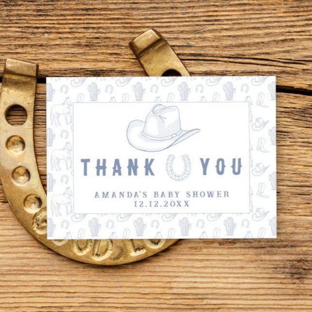 Tarjeta De Agradecimiento Toile De Jouy Cowboy Baby Shower Gracias (Subido por el creador)
