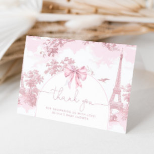 Tarjeta De Agradecimiento Toile de Jouy francés bonjour bebe rosa baby showe