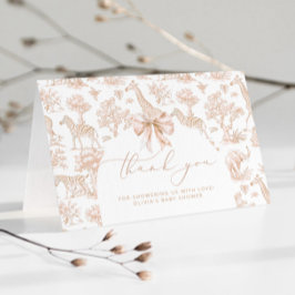 Tarjeta De Agradecimiento Toile de Jouy Safari Animales Boho Baby Ducha