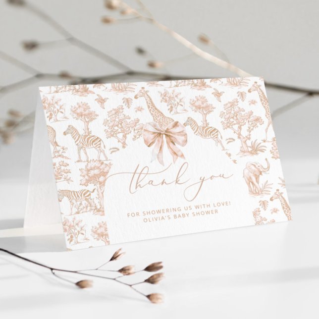 Tarjeta De Agradecimiento Toile de Jouy Safari Animales Boho Baby Ducha (Subido por el creador)