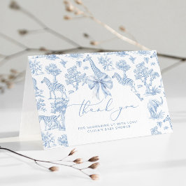 Tarjeta De Agradecimiento Toile de Jouy Safari Bebé ducha
