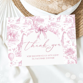Tarjeta De Agradecimiento Toile de Jouy Safari Bebé ducha