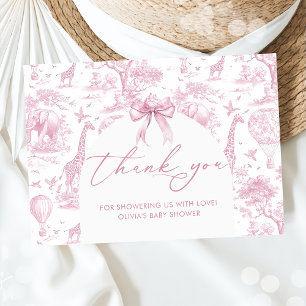 Tarjeta De Agradecimiento Toile de Jouy Safari Bebé ducha