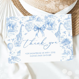 Tarjeta De Agradecimiento Toile de Jouy Safari Bebé ducha