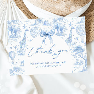 Tarjeta De Agradecimiento Toile de Jouy Safari Bebé ducha