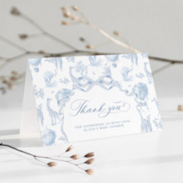 Tarjeta De Agradecimiento Toile de Jouy Safari Bebé ducha