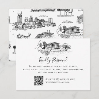 Tarjeta De Agradecimiento Toile de Nashville en negro y blanco
