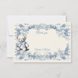 Tarjeta De Agradecimiento Toile Floral Teddy Bear