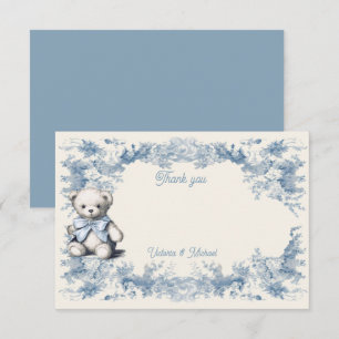 Tarjeta De Agradecimiento Toile Floral Teddy Bear
