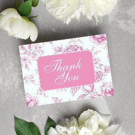Tarjeta De Agradecimiento Toile Francés Floral Chinoisería Rosa