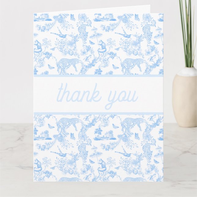 Tarjeta De Agradecimiento Toile Preppy Jungle Chinoiserie (Anverso)