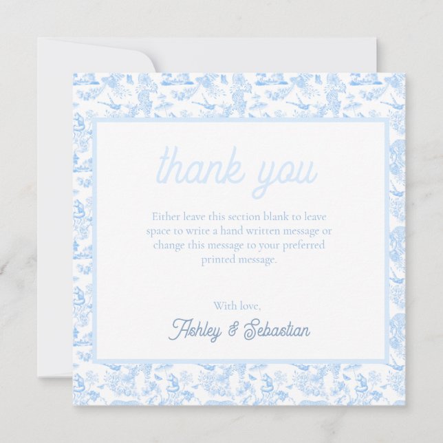 Tarjeta De Agradecimiento Toile Preppy Jungle Chinoiserie (Anverso)