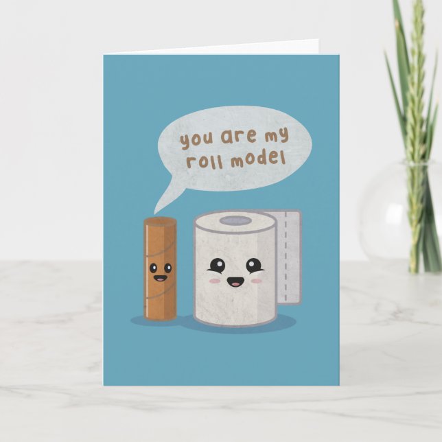 Tarjeta De Agradecimiento Toilet Pun: Eres mi modelo de rollo (Anverso)